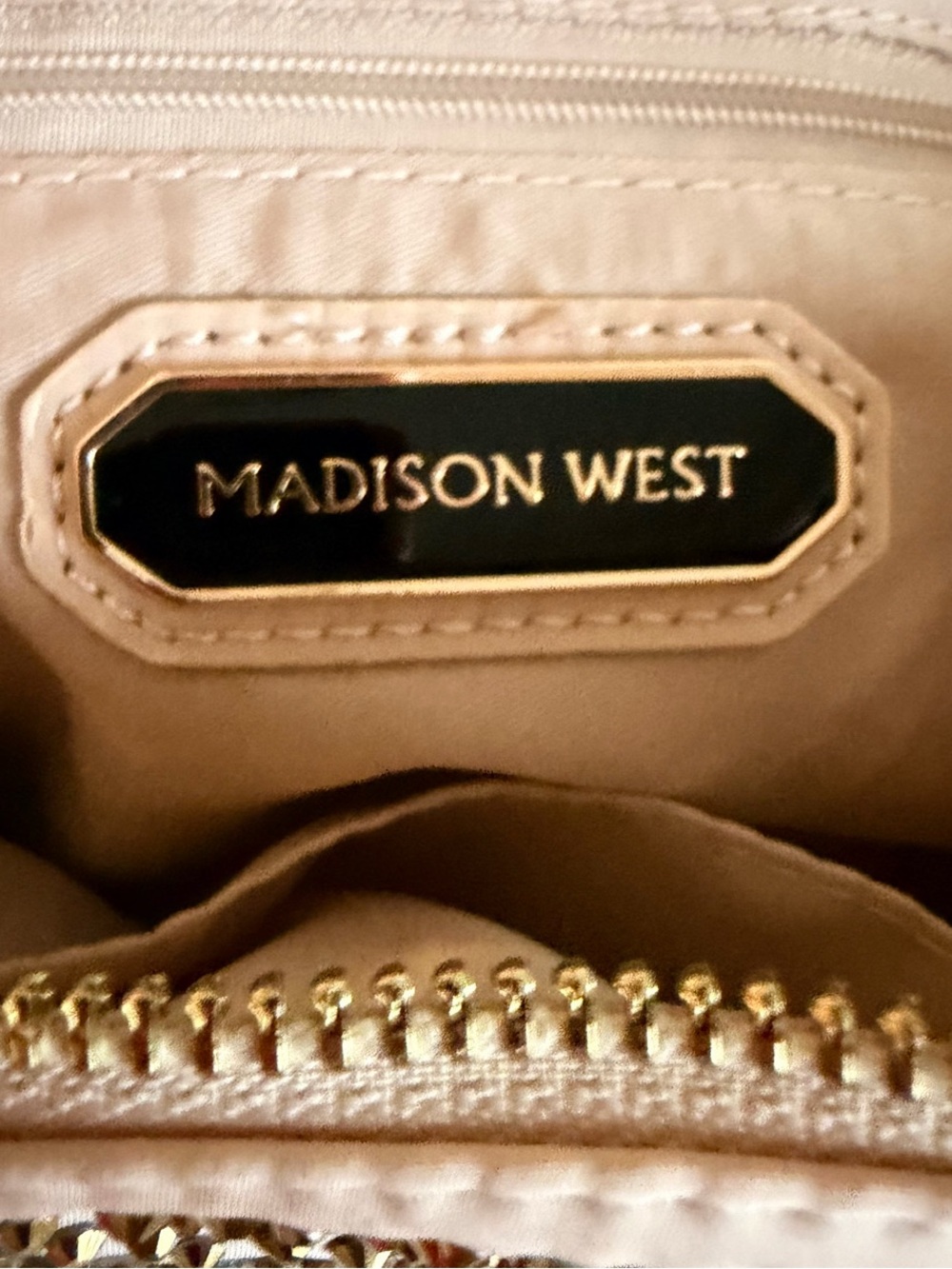 Like New Madison West Gold Studded Evening bag with a gold chain and gold studs - Picture 10 of 14